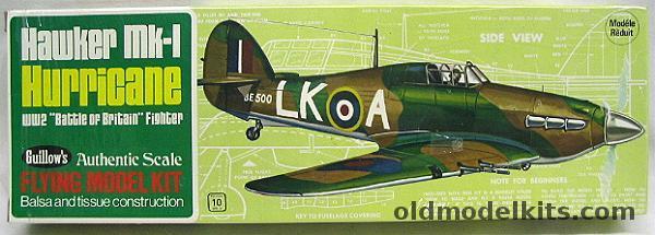 Guillows Hawker Mk1 Hurricane - 16 inch Wingspan Balsa Flying Model, 506 plastic model kit